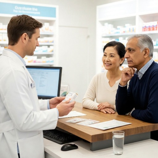 Older couple at pharmacy in Edmonton Ab